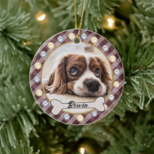 Adorno De Cerámica Navidades de Perro Hueso Nombre Paws  