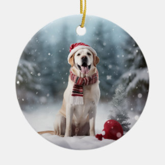 Adorno De Cerámica Navidades de perro recuperadores de Labrador dorad