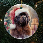 Adorno De Cerámica Navidades de Perro Santa Hat en Terranova<br><div class="desc">Eleva tu decoración de vacaciones con nuestro encantador ornamento cerámico de Navidades de Perro Santa Hat de Terranova marrón, con una representación adorable de tu querido compañero canino vestido con un sombrero festivo de Santa Hat. Este singular ornamento le da un toque de calidez a su árbol de Navidad mientras...</div>
