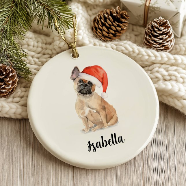 Adorno De Cerámica Navidades de perros Bulldoges de Francia (Subido por el creador)