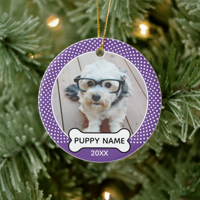 Adorno De Cerámica Navidades de perros copiosos. Foto: Polka Dot Purp (Árbol)