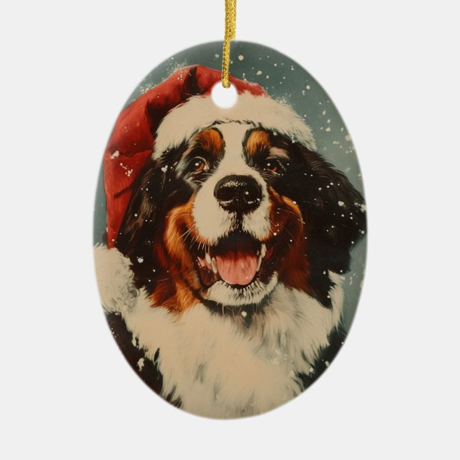 Adorno De Cerámica Navidades de perros de las Montañas Bernesas (Frente)