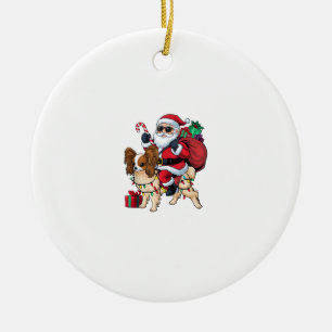 Adorno De Cerámica Navidades de perros de Papillon iluminando Santa R