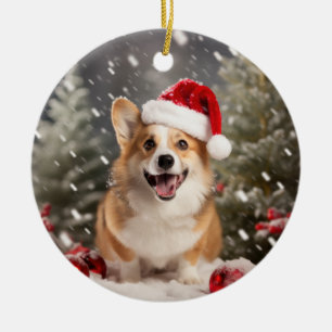 Adorno De Cerámica Navidades de perros de Pembroke Welsh Corgi Keepsa
