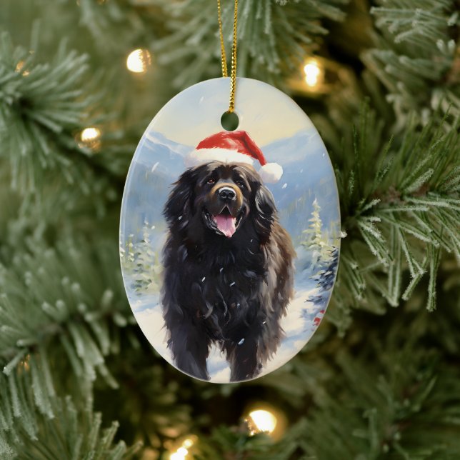 Adorno De Cerámica Navidades de perros de Terranova (Árbol)