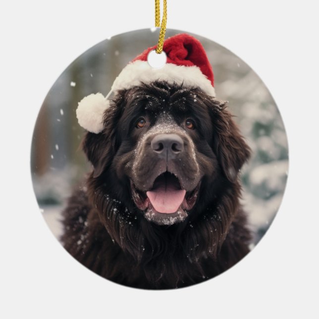 Adorno De Cerámica Navidades de perros de Terranova Keepsake (Frente)