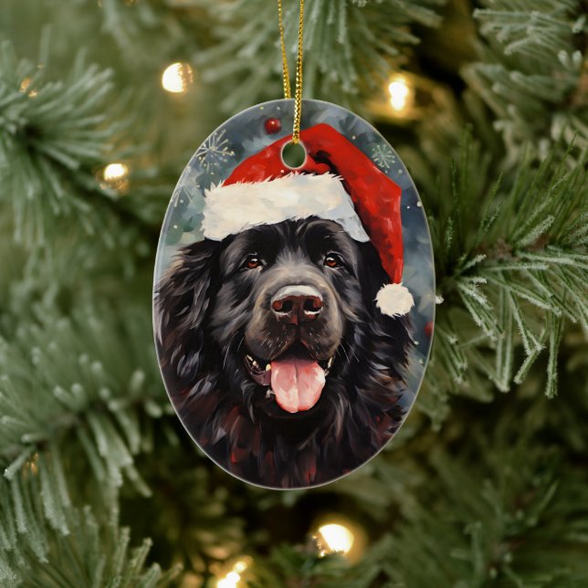 Adorno De Cerámica Navidades de perros de Terranova pinchan arte (Árbol)