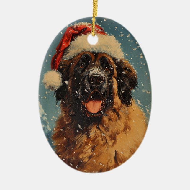 Adorno De Cerámica Navidades de perros Leonberger (Frente)