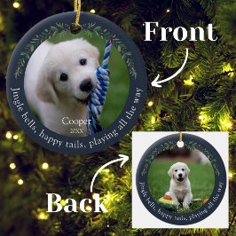 Adorno De Cerámica Navidades de perros Mascotas de Navy Jingle Bells