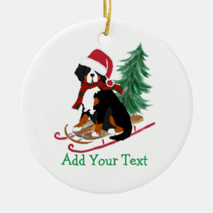Adorno De Cerámica Navidades de perros Mt de Berna personalizados aba