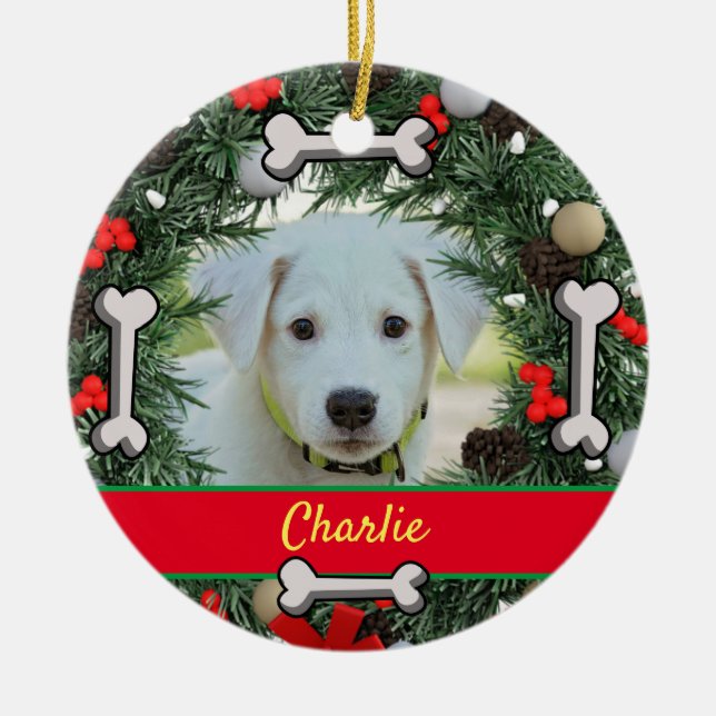 Adorno De Cerámica Navidades de perros personalizados (Frente)