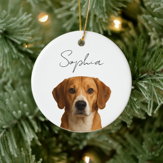 Adorno De Cerámica Navidades de perros personalizados | Foto Mascota  (Árbol)