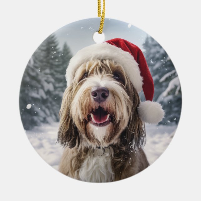 Adorno De Cerámica Navidades de perros Petit Basset Griffon Vendeen (Frente)