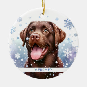 Adorno De Cerámica Navidades de perros recuperadores de chocolate fel