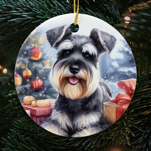 Adorno De Cerámica Navidades de perros Schnauzer en miniatura (Subido por el creador)