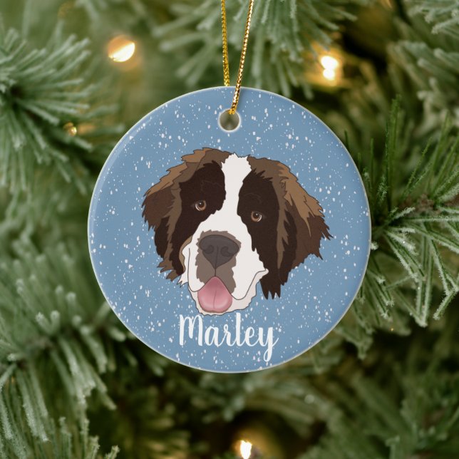 Adorno De Cerámica Navidades de personalizable Saint Bernard (Árbol)