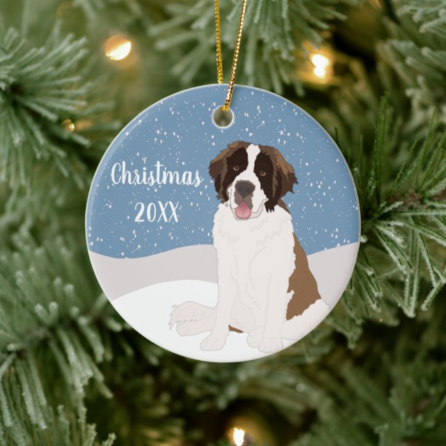 Adorno De Cerámica Navidades de personalizable Saint Bernard (Árbol)
