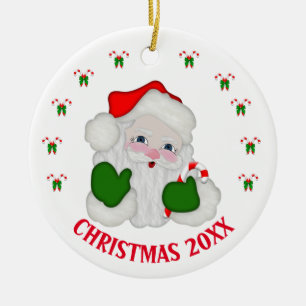 Adorno De Cerámica Navidades de personalizable Santa & Candycanes Cer