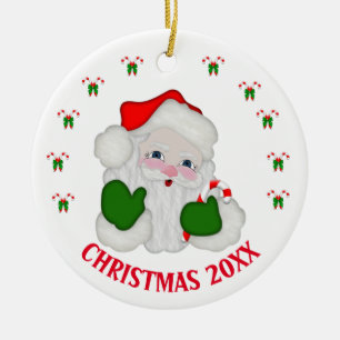 Adorno De Cerámica Navidades de personalizable Santa y Candycanes