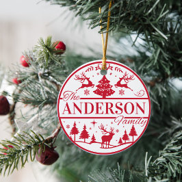 Adorno De Cerámica Navidades de Personalizados clásicos rojos y blanc