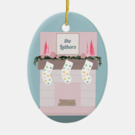 Adorno De Cerámica Navidades de Personalizados rosados de Diun Disco