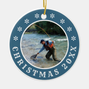 Adorno De Cerámica Navidades de pesca con mosca personalizados