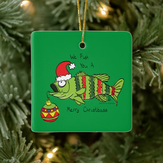 Adorno De Cerámica Navidades de pesca divertidos Personalizado de pes (Árbol)