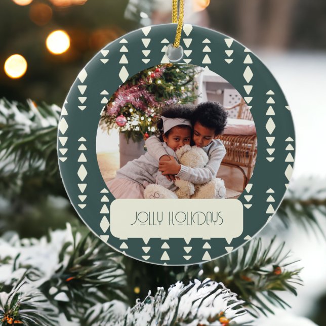 Adorno De Cerámica Navidades de Photo Jolly Holidays (Photo Jolly Holidays Christmas Ceramic Ornaments from Ricaso. Add own photograph and text)