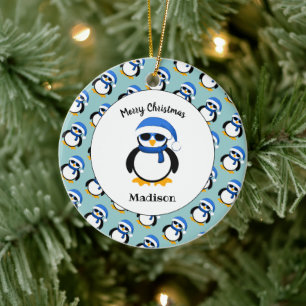 Adorno De Cerámica Navidades de pingüino fresco y lindo