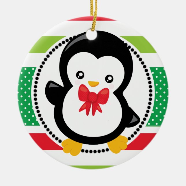 Adorno De Cerámica Navidades de pingüino rechazan vacaciones personal (Frente)