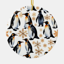 Adorno De Cerámica Navidades de pingüinos y copos de nieve y Año Nuev