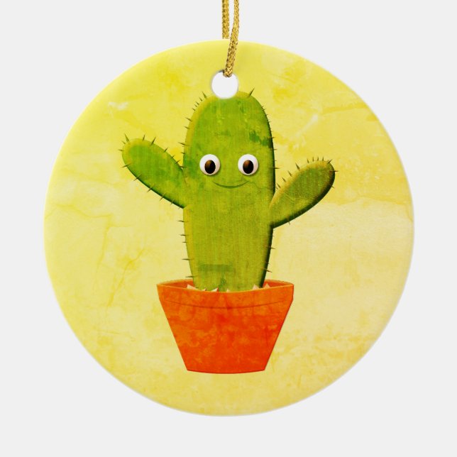 Adorno De Cerámica Navidades de pintura de Cactus Personalizado Cute (Frente)