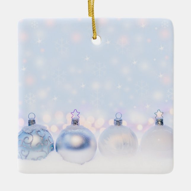 Adorno De Cerámica Navidades de plata festividad golpean la nieve (Anverso)