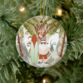 Adorno De Cerámica Navidades de playa de Santa y Surfboards personali
