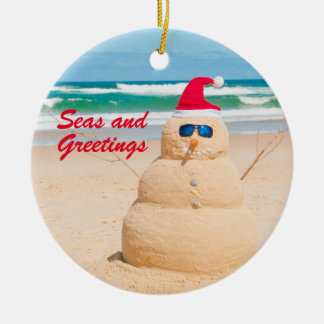 Adorno De Cerámica Navidades de playa Ornament Snowman