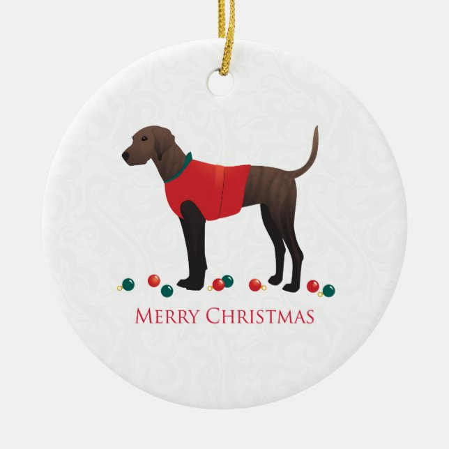 Adorno De Cerámica Navidades de Plott Hound (Frente)