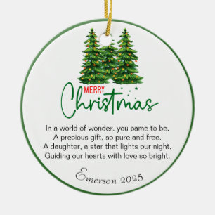Adorno De Cerámica Navidades de poema de hija personalizado