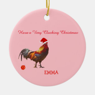 Adorno De Cerámica Navidades de pollo divertidos saludan