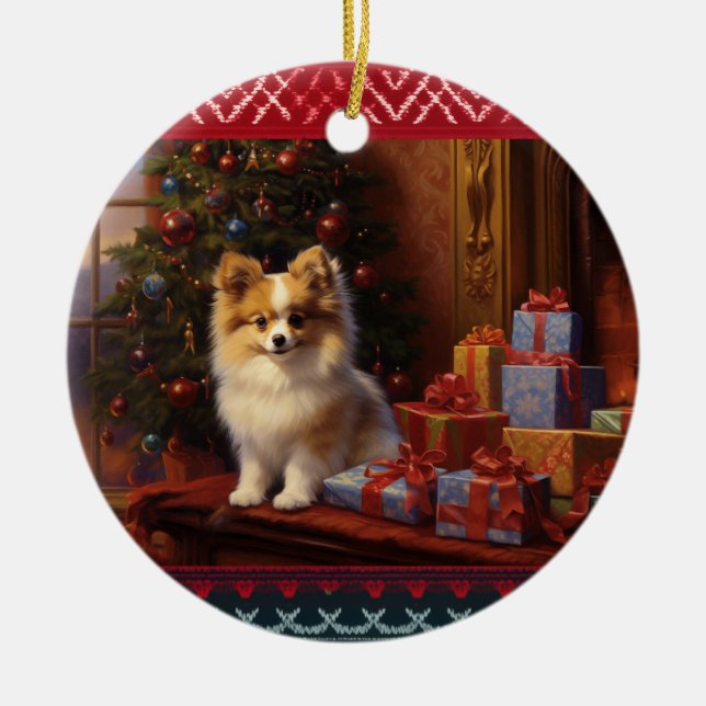Adorno De Cerámica Navidades de Pomerania (Frente)
