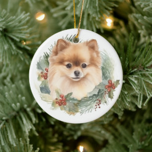 Adorno De Cerámica Navidades de Pomerania Usaban elogios festivos