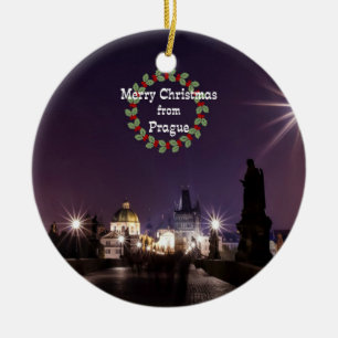 Adorno De Cerámica Navidades de Praga, foto del paisaje urbano