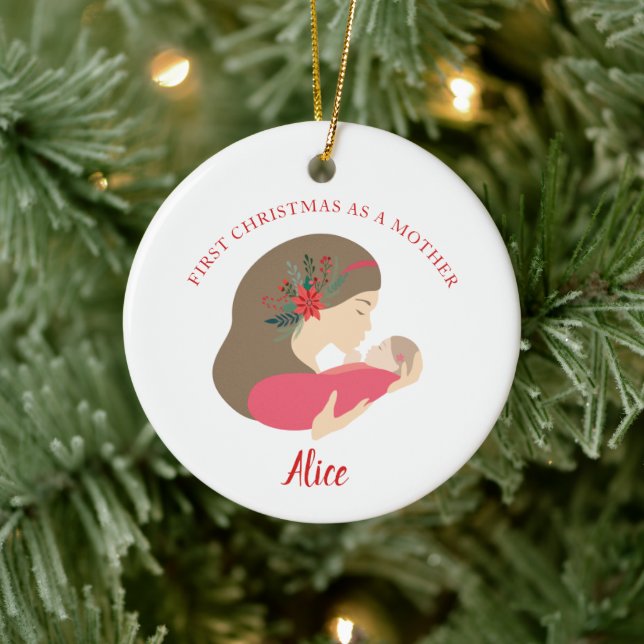 Adorno De Cerámica Navidades de primera  como madre a niña (Árbol)