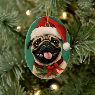 Adorno De Cerámica Navidades de pug pinchan arte