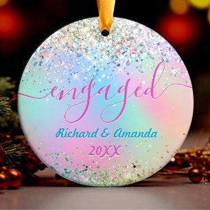 Adorno De Cerámica Navidades de purpurinas de unicornio cutáneo de or