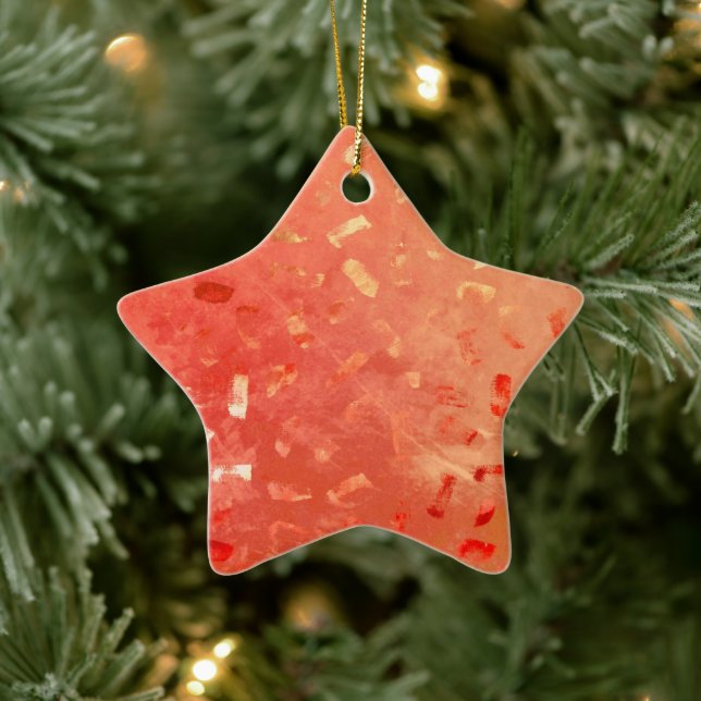 Adorno De Cerámica Navidades de Purpurinas Red Naranja Gold (Árbol)