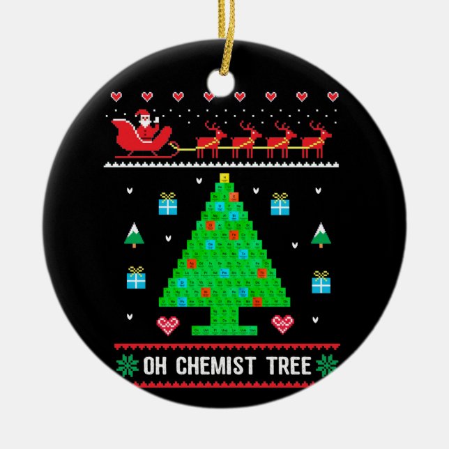 Adorno De Cerámica Navidades de Química Equipo Árbol Químico Navidad (Frente)