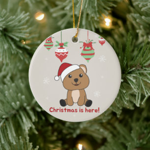 Adorno De Cerámica Navidades de Quokka Nieven animales de invierno en