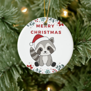 Adorno De Cerámica Navidades de Raccoon Nieve Raccoons Cerámica Orn