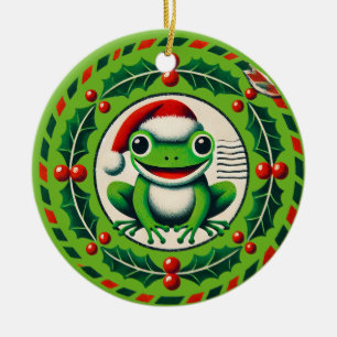 Adorno De Cerámica Navidades de rana de Hoppy Holidays