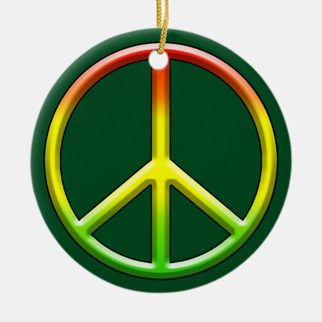Adorno De Cerámica ¡Navidades de Rasta Peace Symbol! (Frente)